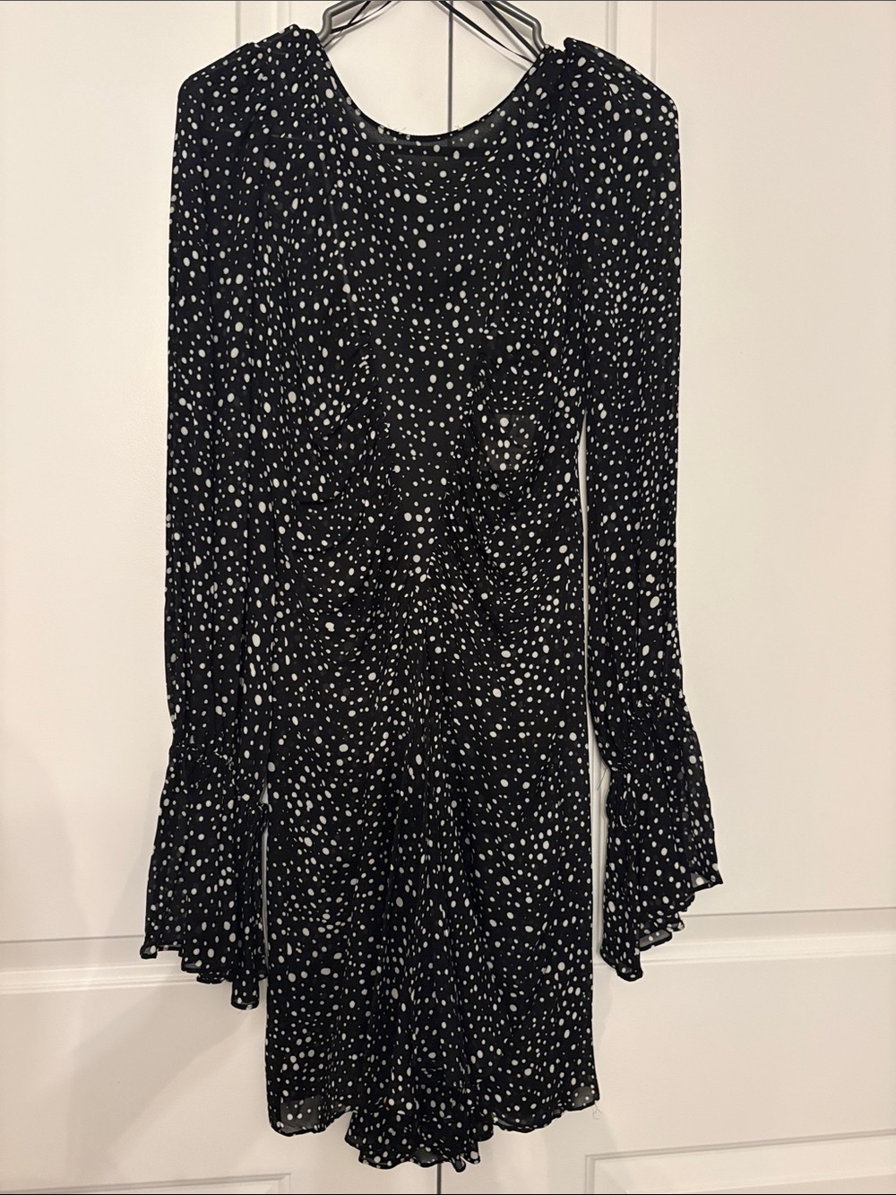 Black and White Polka Dot Long-Sleeve Skirt
